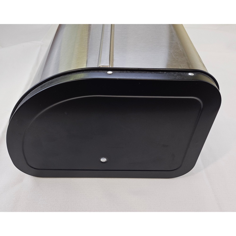 Brabantia Roll Top Bread Box Brushed Stainless Steel Black Kitchen Storage Bin - Picture 6 of 13